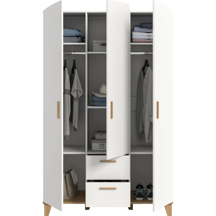 Stella Kleiderschrank 3-türig in weiß – Bild 4