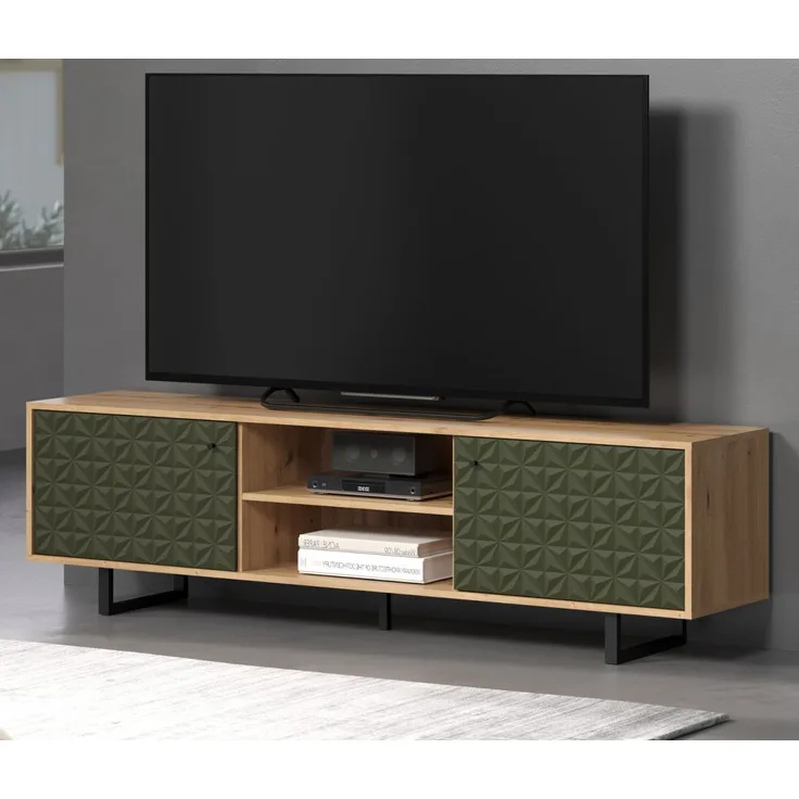 TV-Lowboard Sentra in grün und Eiche Artisan 184 cm