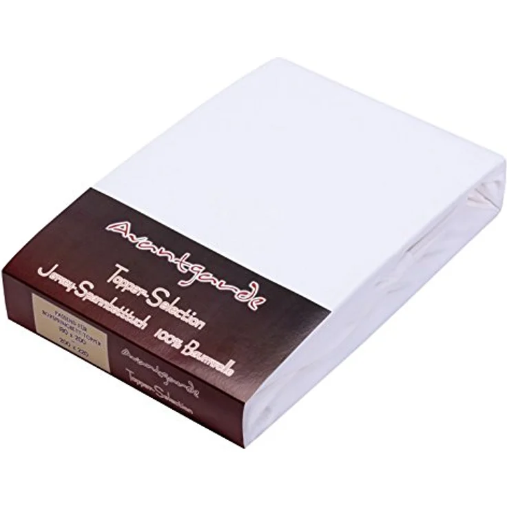 AVANTGARDE Premium Topper - Spannbettlaken - 180x200-200x220 cm - extra niedriger Steg - für Boxspringbett - Topperauflage - Spannbetttuch Jersey Baumwolle, Oeko-TEX (01 Weiss) – Bild 3