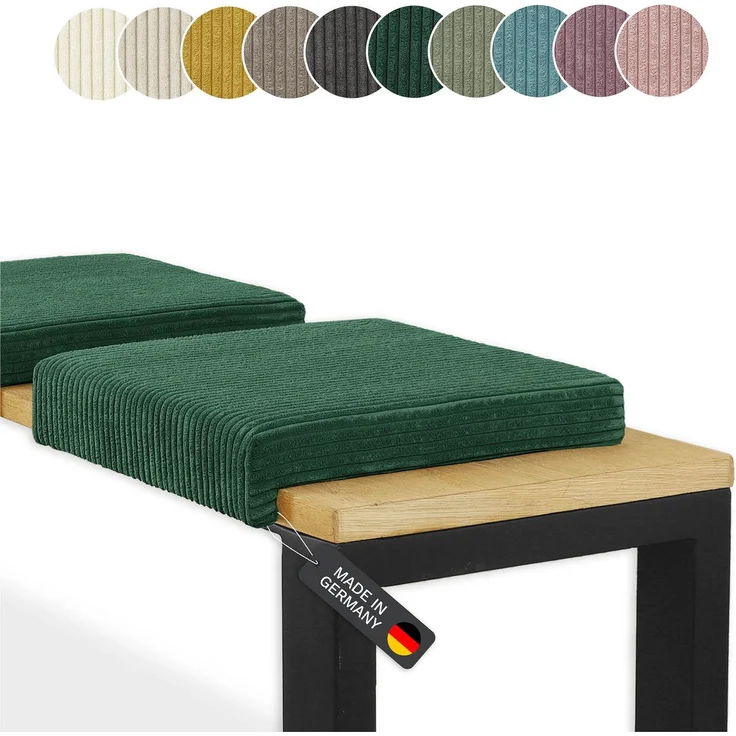 Lycce Bankauflage Klemmkissen mit Leiste - Cord, Polsterung, rutschfest Dunkelgrün 8x40x38cm – Bild 10