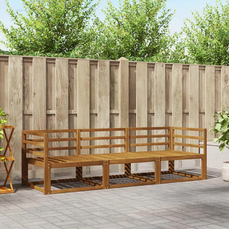 vidaXL Outdoor-Sofagarnitur 3 stk. 3-Sitzer Natur Massivholz Akazie 3367107 – Bild 1