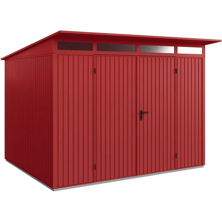 Hörmann Ecostar Metall-Gerätehaus Trend mit Pultdach Typ 3, 238x303 cm , purpurrot, 7,2 m²,2-flüglige Tür