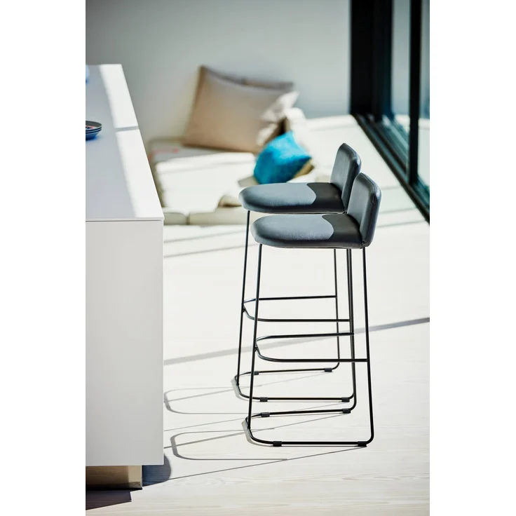Barhocker Ragno aus Leder, Schwarz, 39 x 43 x 88 cm – Bild 5
