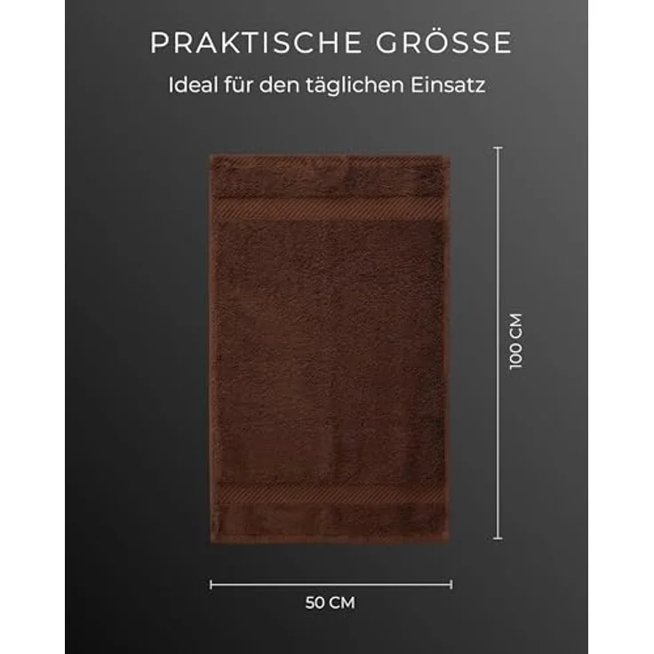 Luckytowel Handtücher Set 50x100 cm, Oeko-TEX Frottee Handtücher aus 100% Baumwolle, 600 g/m², saugstark und flauschig, 4er Pack Braun – Bild 4