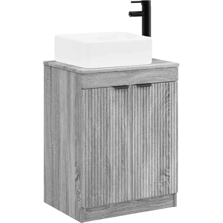 vidaXL Waschbeckenschrank Grau Sonoma 54 x 41 x 100 cm Holzwerkstoff 3404228 – Bild 2