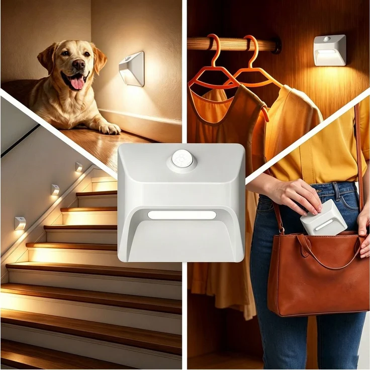 Toomoke Nachttischlampe LED Nachtlicht mit Bewegungsmelder für Treppen Flur Schlafzimmer, LED fest integriert, Warmweiß, Akku Treppenlicht mit Bewegungsmelder magnetisch LED Nachtlicht – Bild 1