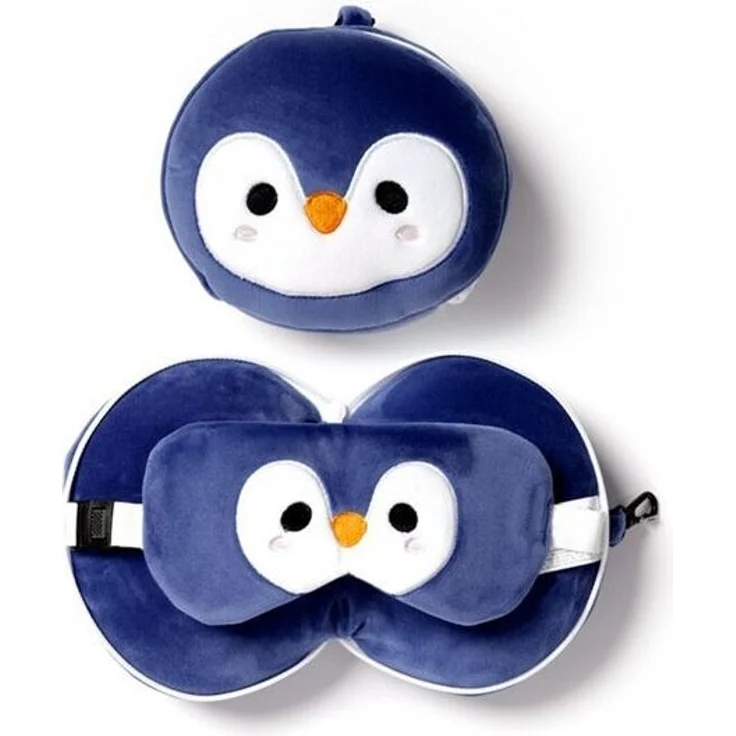 Puckator Reisekissen und Schlafmaske Pinguin, Plüsch, 1-tlg, Kopfkissen, ca. 14 x 27 x 6 cm (geöffnet) – Bild 4