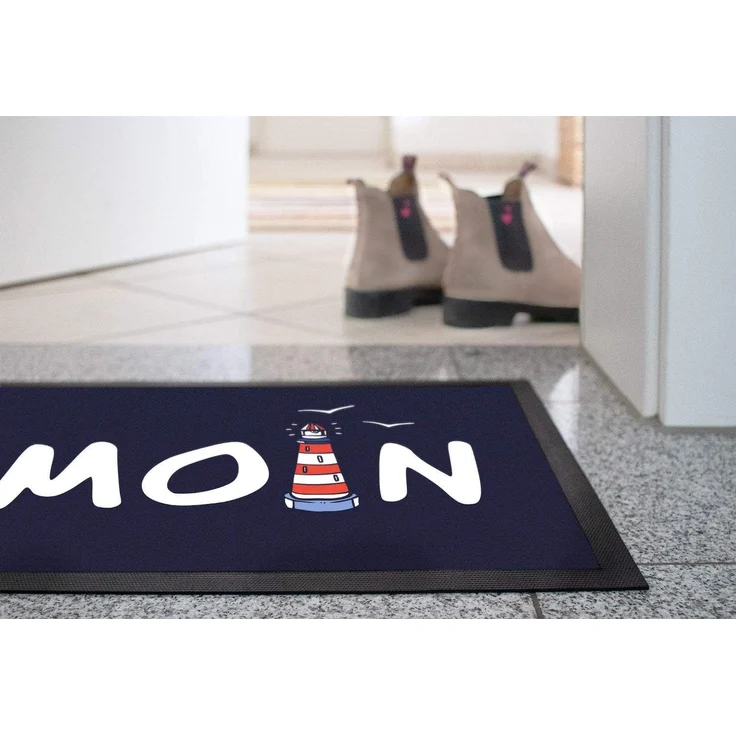 MoonWorks Fußmatte Fußmatte Moin maritim Leuchtturm norddeutsch Hallo Willkommen rutschfest & waschbar Moonworks®, rechteckig – Bild 5