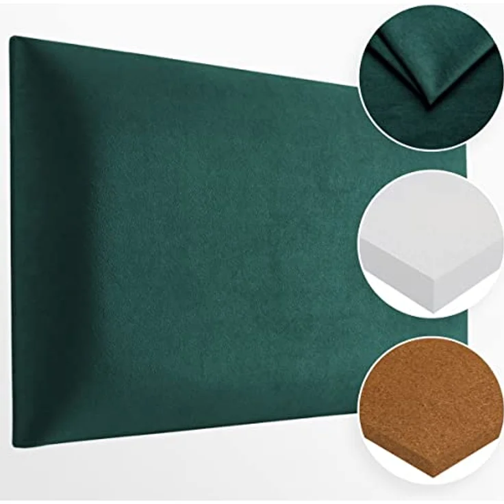 Muralo Samt Wandkissen Stoff Polsterpaneel Schlafzimmer Wohnzimmer Bett Wandpolster Bettkopfteil Lendekissen Modern Luxus Gepolstert Polster Paneel (Flaschengrün, 50x40 cm) – Bild 5