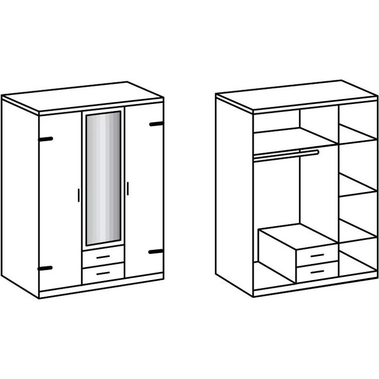 Kleiderschrank mit Spiegeltür EVERTON-43 in Plankeneiche mit Absetzungen in Graphit, B x H x T ca. 135 x 198 x 58cm – Bild 3