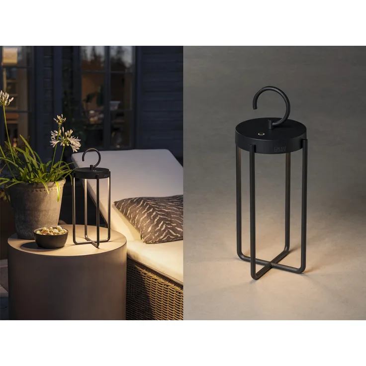 KONSTSMIDE 7820-750 USB Laterne Manorola schwarz 39cm dimmbar