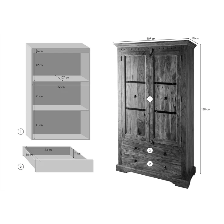 OXFORD Schrank #0419 Akazie honig massiv – Bild 5