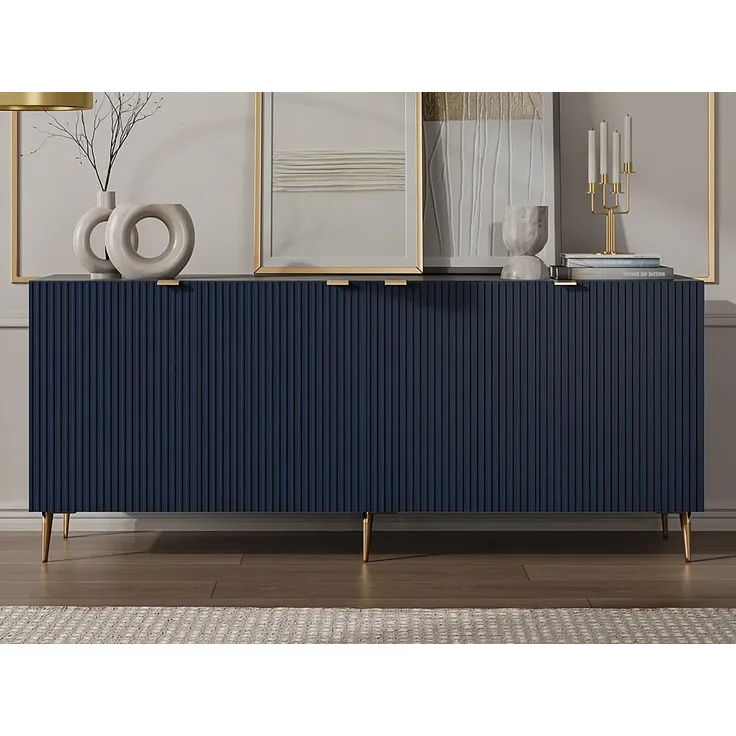 Vente-unique - YESINIA Sideboard Holz, Platte Blau - B 45 cm x H 80 cm x L 190 cm – Bild 2