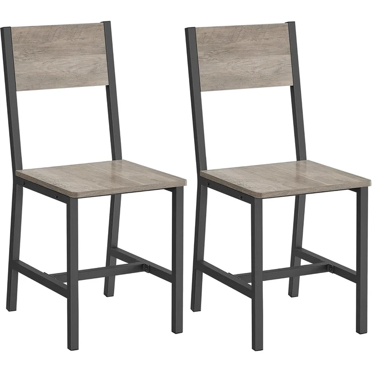 Vasagle Esszimmerstühle, Küchenstühle, 2er Set, Metallrahmen, für Esszimmer, Wohnzimmer, Küche, greige meliert-mattgrau – Bild 1