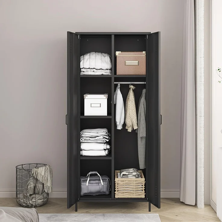 Kleiderschrank Seinäjoki 180x76x50 cm Schwarz [en. casa] – Bild 5