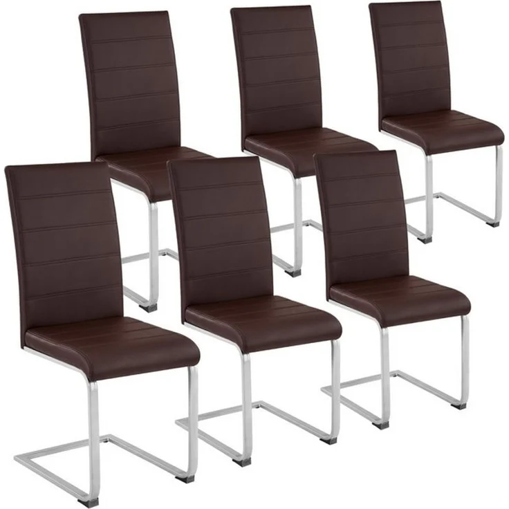 tectake Esszimmerstuhl Set Schwingstuhl (6er Set, 6 St), gepolstert mit Kunstlederbezug – Bild 4