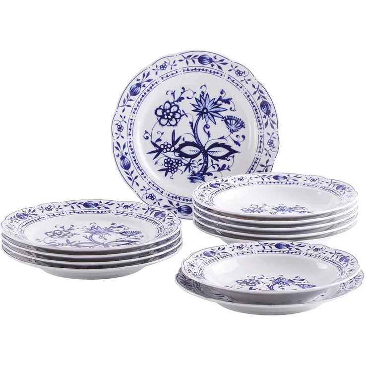 KAHLA Rossella Tafelservice 12tlg. Zwiebelmuster mit Speiseteller 23,5 cm