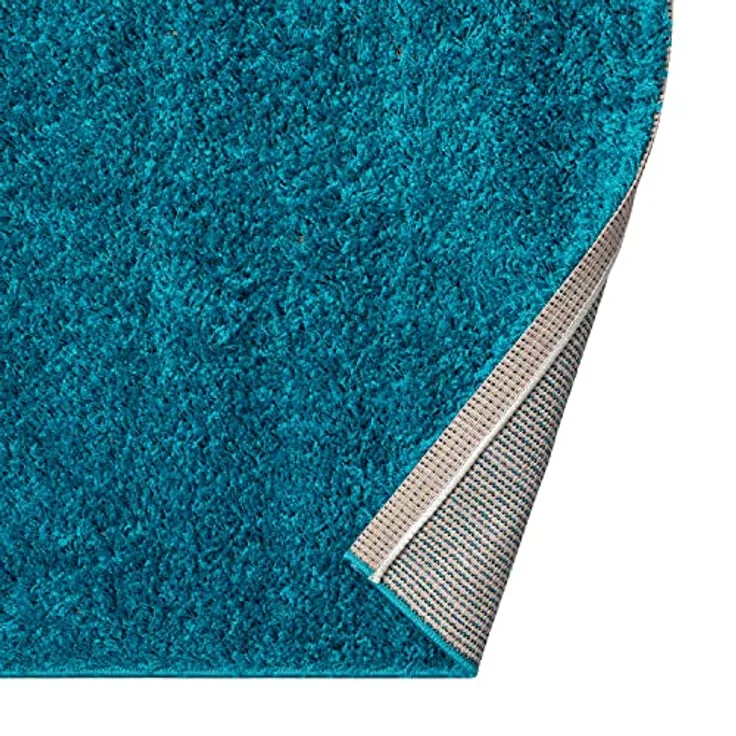 Vimoda Hochflor-Teppich Shaggy Türkis, Rechteckig, Höhe: 30 mm, Langflor Läufer Einfarbig Modern Wohnzimmer – Bild 5