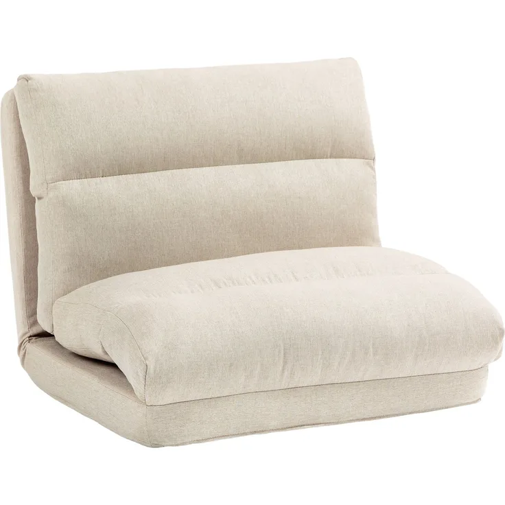 Wohnora-Sitzsack mit Bettfunktion, neigbare Lehne, klappbar, bis 120kg, 70 x 72 x 56 cm, Beige,H 56cm x T 70cm x B 72cm