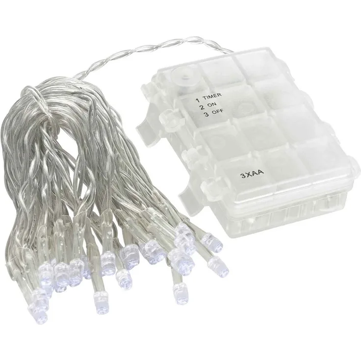 2x 30er LED Outdoor Lichterkette Set Batteriekette Weihnachten Beleuchtung Deko weiß