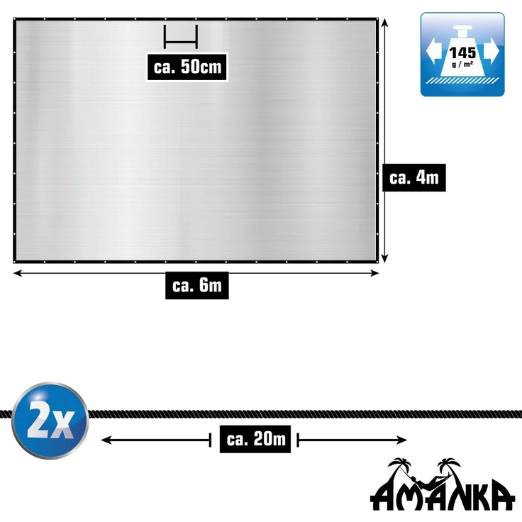 6x4 m Aluminium Schattennetz Sonnenschutz Hitzeschutz – Bild 8