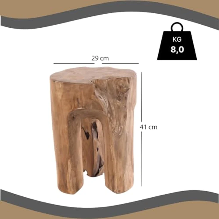 DESIGN DELIGHTS Hocker BAUMSTAMM HOCKER "LOG", 41x29 cm (HxB), natur, Sitzhocker, Holz – Bild 3