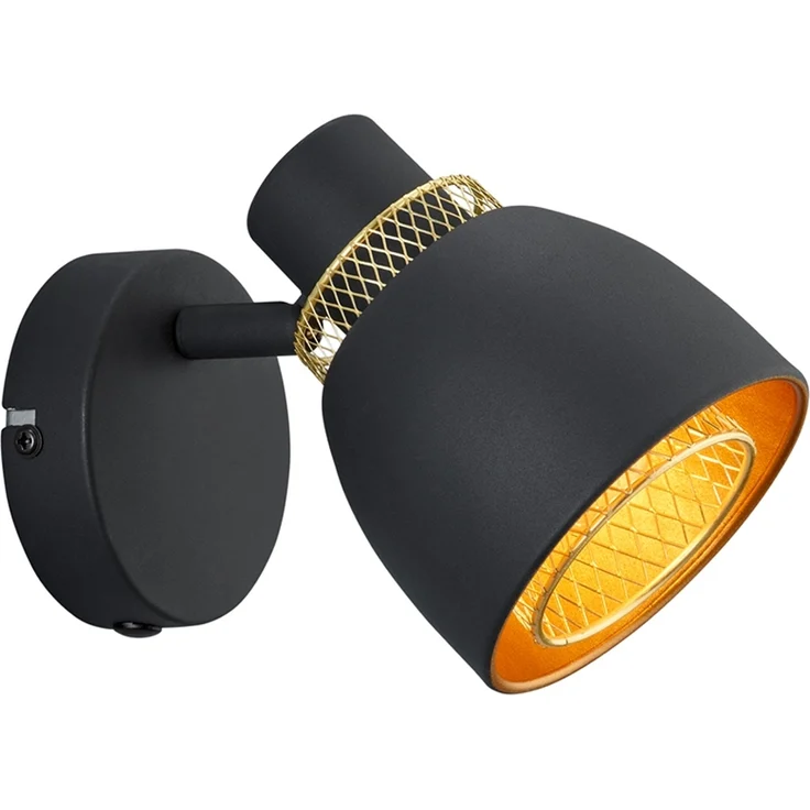 Wandstrahler PUNCH Metall Schwarz Gold mit Drahtgeflecht, Breite 10cm – Bild 2