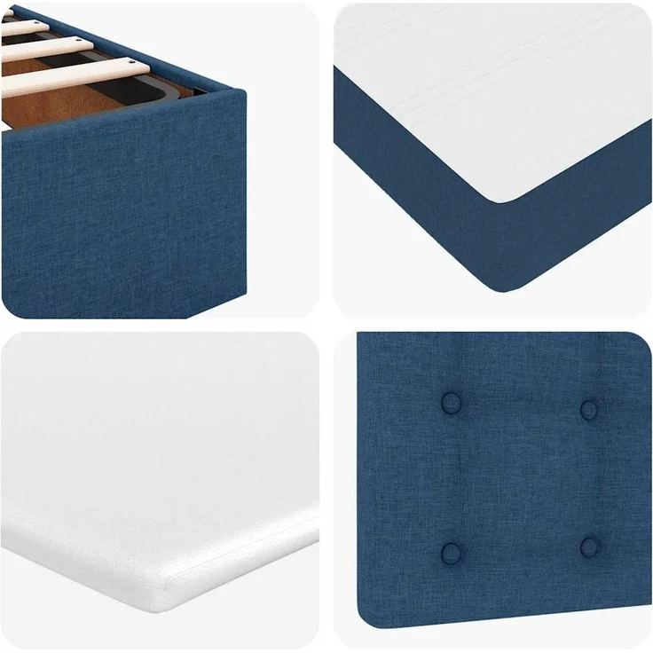 vidaXL Ottoman-Bett mit Matratze Blau 140x200 cm Stoff 3311635 – Bild 11