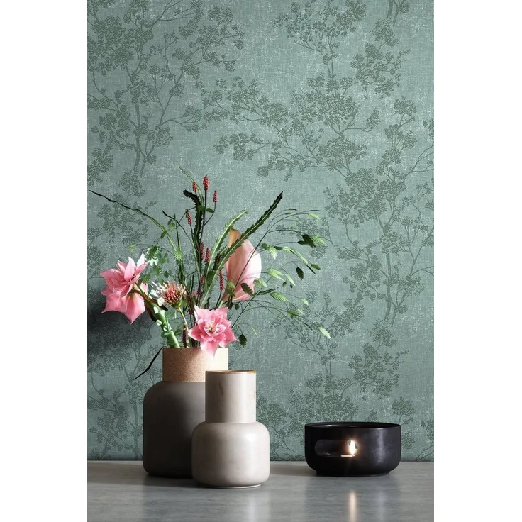Newroom Vliestapete, Grün Tapete Blumen Floral - Blumentapete Mustertapete Weiß Dunkelgrün Blätter Modern für Schlafzimmer Wohnzimmer Küche, Blumentapete, Mustertapete – Bild 1