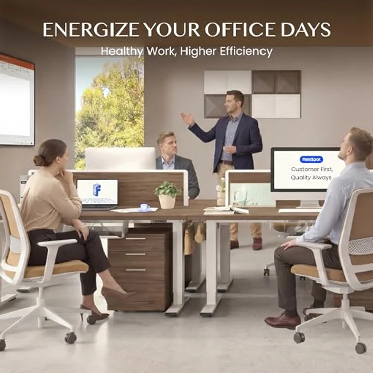 FLEXISPOT Höhenverstellbarer Schreibtisch mit 2 Motoren & 25MM EINTEILIGER Tischplatte 140x80 cm, Ergonomischer Bürotisch Elektrisch mit Kabelmanagement, Memory Funktion & Höhenanzeige – Bild 11