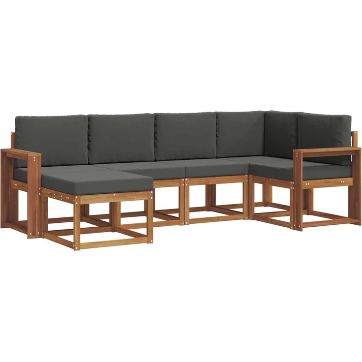 vidaXL Outdoor-Sofagarnitur mit Kissen 6 pcs Natur und Anthrazit 3366645 – Bild 2