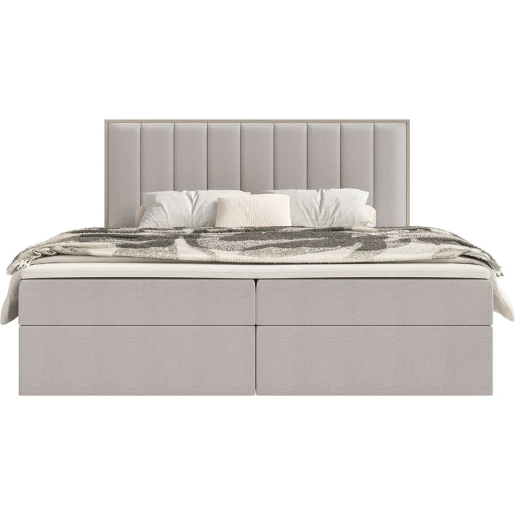 Selsey 'Togents' Boxspringbett 180x200 mit Stauraum und Topper, hydrophobe Chenille, graubeige – Bild 6
