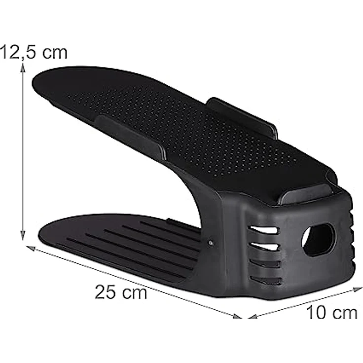 Relaxdays Schuhstapler 20er Set, rutschfeste Schuhablage aus Kunststoff, für Schuhe bis Größe 39, schwarz – Bild 4