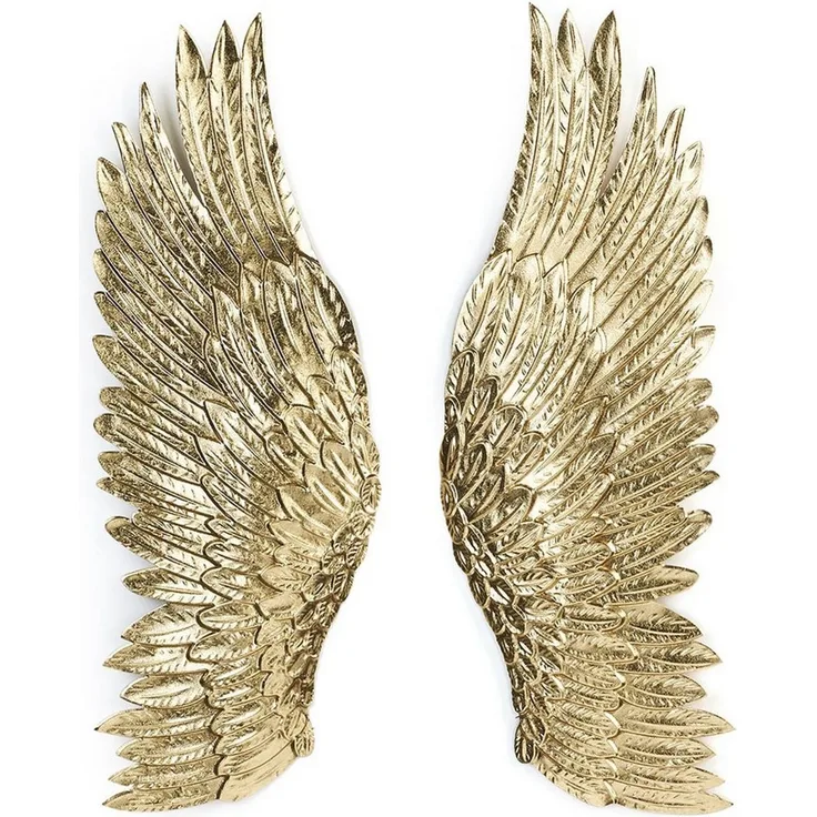 Kobolo Wandbild Wanddeko Set ANGELO Engelsflügel Metall gold 2 Stk, Flügel, im 3D Look