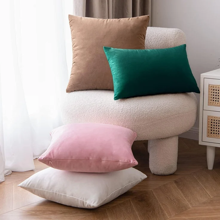 Samt Kissenbezug 45x45 cm Malachitgrün 2er Set mit Verstecktem Reißverschluss – Bild 5