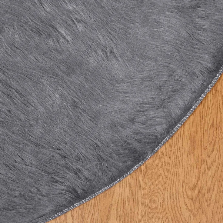 vidaXL Kunstschaffell Teppich Tafalla Anthrazit Ø 200 cm Polyester 42021605 – Bild 6