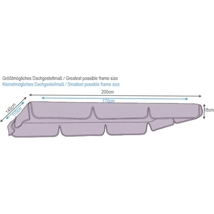 Hollywoodschaukel Dachbezug 200x145 cm Taupe Wasserdicht | Universal Ersatzdach Gartenschaukel 3 Sitzer | UV 50 Schaukel Dach Ersatz Bezug – Bild 2