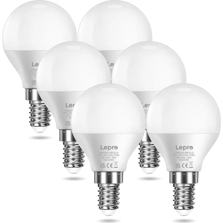 Lepro E14 LED Lampe, 6er-Pack, 4.9W 470 Lumen Glühbirne,entspricht 40W Glühlampe, 2700 Kelvin Warmweiß, P45 180° Abstrahlwinkel Energiesparlampe