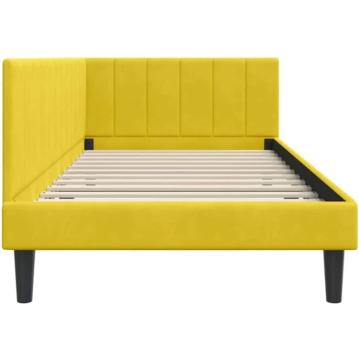 vidaXL Eckbettgestell mit Kopfteil Gelb 90 cm x 190 cm Samt 42016344 – Bild 5