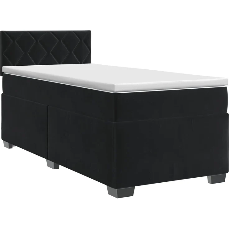 vidaXL Boxspringbett mit Matratze Schwarz 100 x 200 cm Samt 3450664 – Bild 2