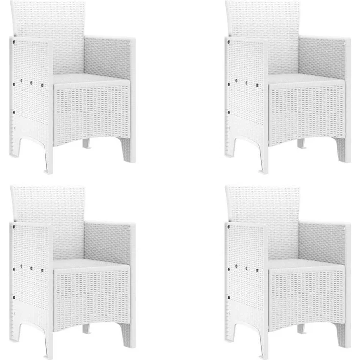 vidaXL Gartenstuhl mit Kissen 4 pcs Weiß 53 x 49 x 85 cm Polypropylen 847478 – Bild 2