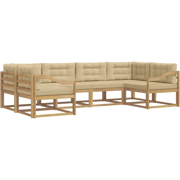 vidaXL Outdoor-Sofagarnitur 6 stk. 6-Sitzer Weiß und Beige 3386952 – Bild 2