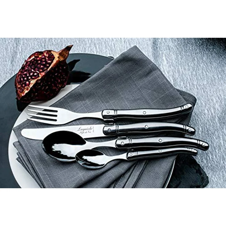 Laguiole Style de Vie Besteck-Set Premium Line, 24 Teile, Edelstahl und Kunststoff, für 6 Personen, spülmaschinengeeignet, mit Holz Besteckkasten – Bild 9