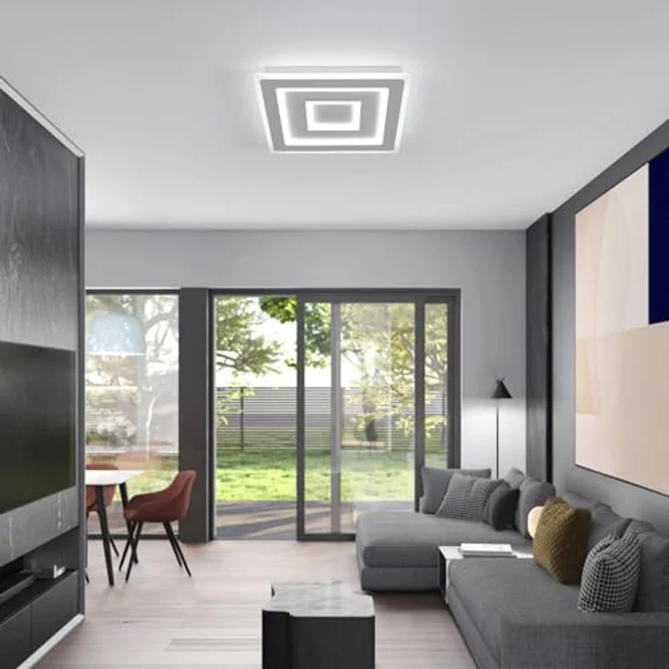 Comely LED Deckenleuchte Dimmbar Quadratisch for Wohnzimmer, 52W 5850LM 40cm Weiß Moderne Quadrat LED deckenlampe mit Fernbedienung für Wohnzimmer Schlafzimmer, Dimmbar 3000K-6500K – Bild 3