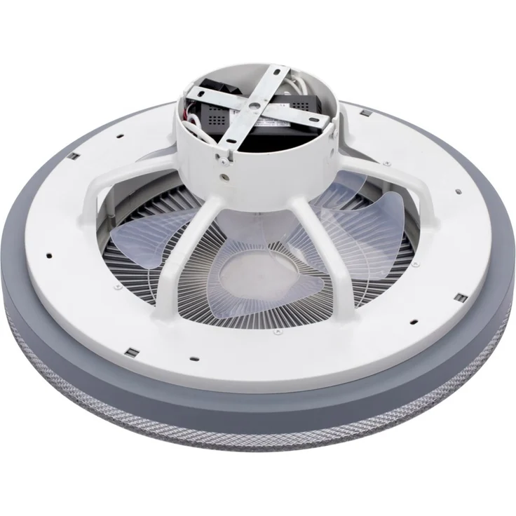 Mican 'SALERNO' Deckenventilator, Aluminium weiß, Ø 50 x 20 cm, mit LED-Leuchtmittel & Fernbedienung – Bild 2