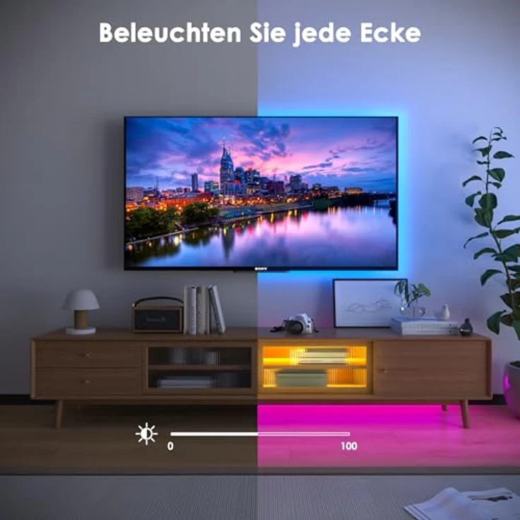 HOVVIDA LED Strip 10M, RGB LED Streifen mit 300 LEDs, APP & Fernbedienung, Musik- & Timing-Modus für Zimmer, Wohnzimmer, Küche, Schlafzimmer, Bar, Party – Bild 5