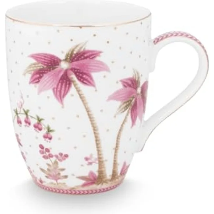 PiP Studio Becher Jolie Dots Gold Pink Becher Large 350ml, Porzellan