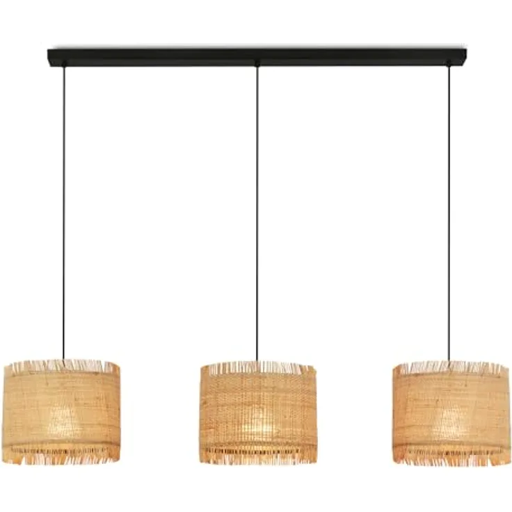 Briloner Pendelleuchte Swing Nature 3-flammig, Strohschirm mit E27 Fassung, Naturfarben, 110 cm x 25 cm x 120 cm