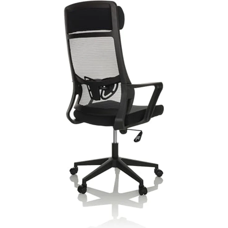 MID.YOU Drehstuhl Schwarz, Textil, ergonomische Rückenlehne, 360° drehbar, inklusive Armlehnen, 69x122-132x69 cm – Bild 7