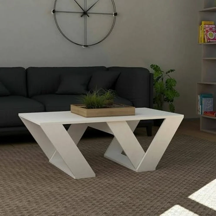 Dmora Couchtisch Jed 110x60x40 cm Weiß Rechteckig – Bild 4